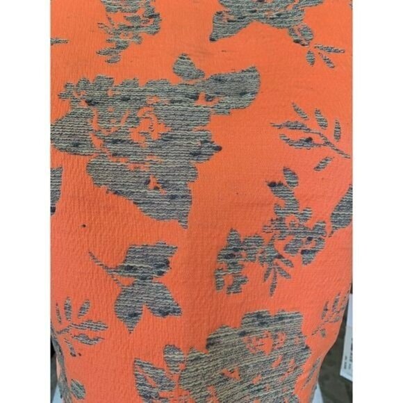 Anthropologie BB Dakota Womens Top Sz Medium Orange Gray Keyhole Zipper Textured - Picture 3 of 12